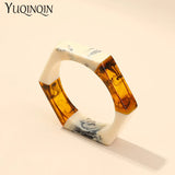 Acrylic Hexagon Geometric Cuff Bracelet Mix Colors Charm Jewelry
