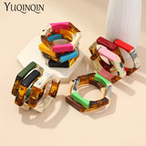 Acrylic Hexagon Geometric Cuff Bracelet Mix Colors Charm Jewelry