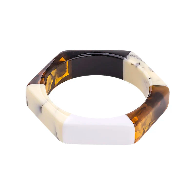 Acrylic Hexagon Geometric Cuff Bracelet Mix Colors Charm Jewelry