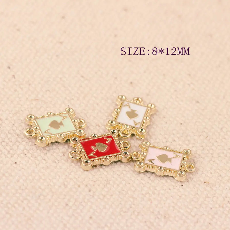 Alloy Enamel Poker Pendant Charms Tone Plated Oil Drop Bracelet Necklace