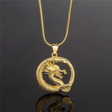 Dragon Pendant Necklace Men's Round Plated Party Jewelry