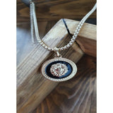 Long Hair Male Lion Head Enamel Steel Necklace Crystal Jewelry