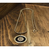 Long Hair Male Lion Head Enamel Steel Necklace Crystal Jewelry