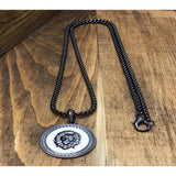 Long Hair Male Lion Head Enamel Steel Necklace Crystal Jewelry