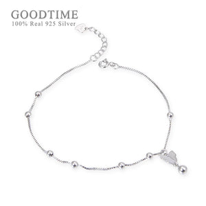 925 Silver Bead Butterfly Anklet Foot Jewelry