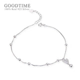925 Silver Bead Butterfly Anklet Foot Jewelry