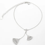 925 Silver Anklet with Shell-like Decoration Sandals Beach Foot Jewelry