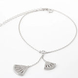 925 Silver Anklet with Shell-like Decoration Sandals Beach Foot Jewelry