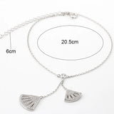 925 Silver Anklet with Shell-like Decoration Sandals Beach Foot Jewelry