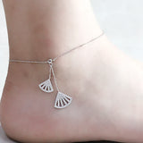 925 Silver Anklet with Shell-like Decoration Sandals Beach Foot Jewelry