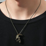 Antique Silver Plated Half Skull Necklace Pendant Vintage Gothic Choker