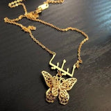 Arabic Name Necklace with Butterfly Chain Letter Pendant