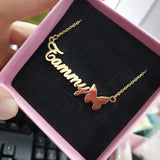 Arabic Name Necklace with Butterfly Chain Letter Pendant