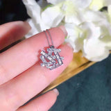 Asymmetric Geometry Necklace Pendant Silver Wedding Jewelry