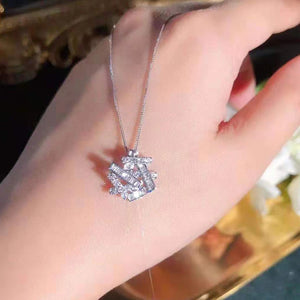 Asymmetric Geometry Necklace Pendant Silver Wedding Jewelry