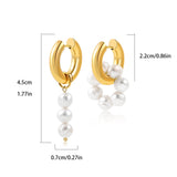 Natural Pearls Dangle Earrings Stainless Steel Circle Huggie Punk Jewelry