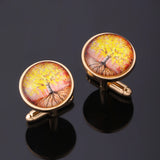 Autumn Tree Of Life Yggdrasill Cufflinks Golden Accessories Party Wedding
