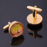 Autumn Tree Of Life Yggdrasill Cufflinks Golden Accessories Party Wedding