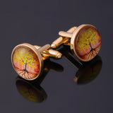 Autumn Tree Of Life Yggdrasill Cufflinks Golden Accessories Party Wedding