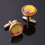 Autumn Tree Of Life Yggdrasill Cufflinks Golden Accessories Party Wedding