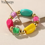 Adjustable Beaded Chain Link Bracelet Colorful Beads