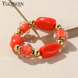 Adjustable Beaded Chain Link Bracelet Colorful Beads