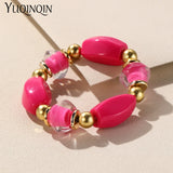 Adjustable Beaded Chain Link Bracelet Colorful Beads