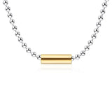 Bicolor Jewelry Bead Chain Necklace Sterling Silver Round Tube Pendant