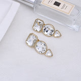 Geometric Glass Stone Clip On Earrings for Women