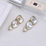 Geometric Glass Stone Clip On Earrings for Women