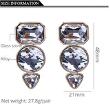Geometric Glass Stone Clip On Earrings for Women