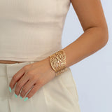 Big Hollow Leaves Bracelets Bangles Wide Open Cuff Bracelet Jewelry