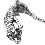 Biker Stainless Steel 3D Tiger Skeleton Cuff Bracelet Punk Animal