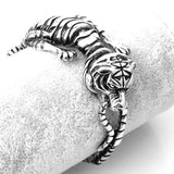 Biker Stainless Steel 3D Tiger Skeleton Cuff Bracelet Punk Animal