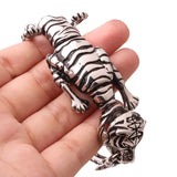 Biker Stainless Steel 3D Tiger Skeleton Cuff Bracelet Punk Animal