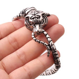 Biker Stainless Steel 3D Tiger Skeleton Cuff Bracelet Punk Animal