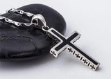 Men's Silver Cross Pendant Necklace Choker 925 Jewelry Accessory