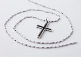 Men's Silver Cross Pendant Necklace Choker 925 Jewelry Accessory