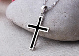 Men's Silver Cross Pendant Necklace Choker 925 Jewelry Accessory