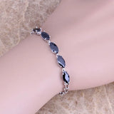 CZ Silver Plated Link Chain Bracelet 7 inch S0335