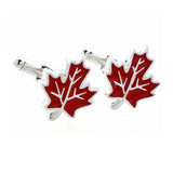 Green Silver Clover Red Maple Leaf Cufflink Cuff Link 1 Pair