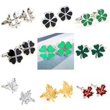 Green Silver Clover Red Maple Leaf Cufflink Cuff Link 1 Pair