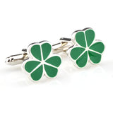Green Silver Clover Red Maple Leaf Cufflink Cuff Link 1 Pair