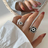 Irregular Geometric Pearl Flower Ring for Women