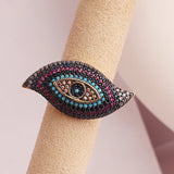 Cubic Zircon Evil Eye Ring Women Plated Jewelry for Girl Party Gift