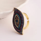 Cubic Zircon Evil Eye Ring Women Plated Jewelry for Girl Party Gift
