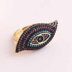 Cubic Zircon Evil Eye Ring Women Plated Jewelry for Girl Party Gift