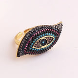 Cubic Zircon Evil Eye Ring Women Plated Jewelry for Girl Party Gift