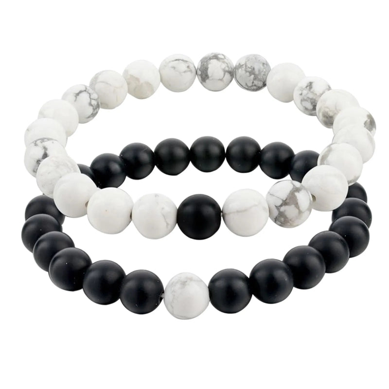 Turquoise Stone Charm Bracelet Men Women Wood Beads Bracelet