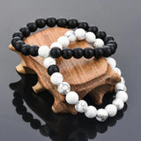 Turquoise Stone Charm Bracelet Men Women Wood Beads Bracelet